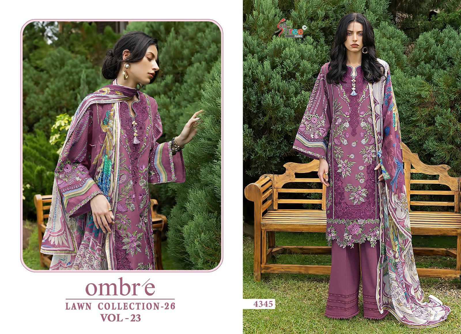 OMBRE LAWN COLLECTION VOL-23 By Shree Fab 4341 to 4346 Series Pakistani Stylish Beautiful Colourful Printed & Embroidered Party Wear & Occasional Wear Pure cotton Dresses At Wholesale Price